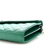 Grain De Poudre Mixed Matelasse Triquilt Monogram Chain Wallet Green Field
