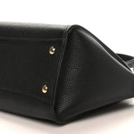 Hammered Calfskin Double Handle Small Amy Tote Black