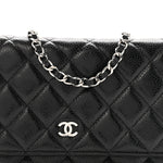 Caviar Quilted Wallet on Chain WOC Black