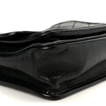 Crinkled Calfskin Matelasse Monogram Baby Niki Chain Satchel Black