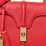 Grained Calfskin Small 16 Top Handle Bag Red