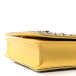Calfskin Satin Bead Embroidery Lady Dior Clutch Gold Yellow