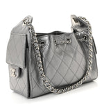 Metallic Caviar Quilted Mini Chanel 25 Handbag Anthracite