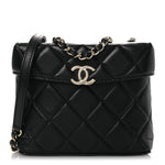 Lambskin Quilted Small Box Bag Black