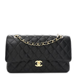 Caviar Quilted Medium Double Flap Black