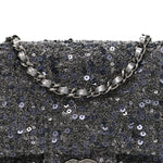 Sequin Quilted Small Single Flap Grey Dark Grey