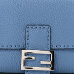 Cuoio Roma Sellerissima Nappa Sintetica Tape Stitch Baguette Placca Placca Argento Blue