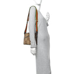 Monogram Jumbo GG Textured Dollar Calfskin Web Messenger Shoulder Bag Camel Ebony New Acero