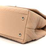 Caviar Chevron Quilted Small Coco Handle Flap Beige