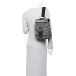 Suede Nylon Santander Cuoio Romano Bi-Color FF Embossed Small Fendiness Backpack Piombo Fango Grigio Polvere Asphalto