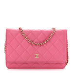 Caviar Quilted Wallet on Chain WOC Pink
