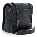 Crinkled Calfskin Matelasse Monogram Niki Chain Wallet Dark Smog