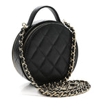 Caviar Quilted Round Handle With Care Vanity With Chain Black