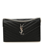 Grain De Poudre Matelasse Chevron Monogram Chain Wallet Black