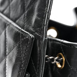 Shiny Crumpled Calfskin Quilted Small Chanel 25 Handbag Black
