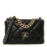 Lambskin Quilted Large Chanel 19 Flap Black