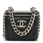 Caviar Quilted Mini Vanity Case With Chain Black