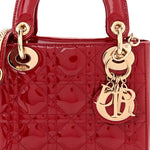 Patent Cannage Mini Lady Dior Red