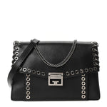 Goatskin Grommet Medium GV3 Shoulder Bag Black
