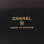 Lambskin Quilted Compact Vanity Case Purse With Chain Black