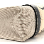 Cotton Calfskin Small Woody Ribbon Tote White Blue