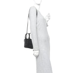 Grained Calfskin Intrecciato Mini Arco Tote Black