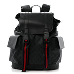 Soft GG Supreme Monogram Calfskin Web Double Buckle Backpack Black