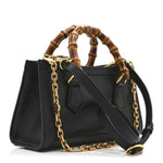 Textured Dollar Calfskin Web Small Diana Shoulder Bag  Black