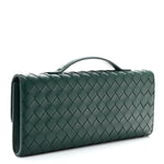 Nappa Intrecciato Long Andiamo Top Handle Clutch Emerald Green