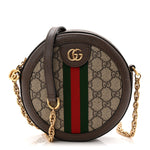 GG Supreme Monogram Web Mini Ophidia Round Shoulder Bag Brown