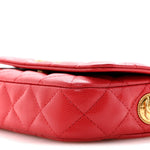 Caviar Quilted Yours Buttons Phone Holder With Chain Red