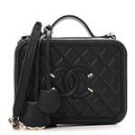 Caviar Quilted Medium CC Filigree Vanity Case Black