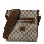GG Supreme Monogram Azalea Calfskin Retro Interlocking G Flat Messenger Bag Beige Ebony Brown Sugar