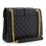 Grain De Poudre Textured Mixed Matelasse Triquilt Medium Monogram Satchel Black