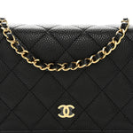 Caviar Quilted Wallet on Chain WOC Black