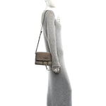 Suede Calfskin Small Faye Shoulder Bag Motty Grey