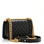 Calfskin Quilted Small Boy Flap Black