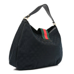 Monogram Large New Ladies Web Hobo Black