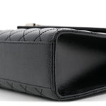 Grain De Poudre Textured Mixed Matelasse Large Triquilt Monogram Satchel Black