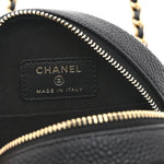 Caviar Quilted Round Filigree Crossbody Black