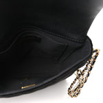 Velvet Quilted Crush On Chains Flap Bag Black