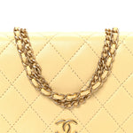 Lambskin Quilted Enamel Wallet On Chain WOC Yellow