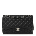 Caviar Quilted Jumbo Double Flap Black
