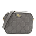 Calfskin GG Matelasse Shoulder Bag Dusty Grey Natural