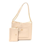 Caviar Stitched Pocket CC Large Tote Light Beige