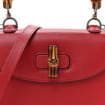 Shangai Calfskin Small Classic Bamboo Top Handle Bag Romantic Cerise