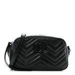 Calfskin Matelasse Monochrome Small GG Marmont Chain Shoulder Bag Black