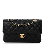 Caviar Quilted Small Double Flap Black