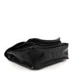 Crinkled Calfskin Matelasse Monogram Large Niki Chain Satchel Black