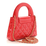 Shiny Aged Calfskin Quilted Nano Kelly Shopper Dark Red
